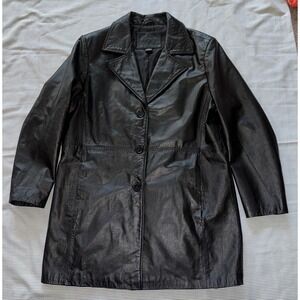 VTG Kathy Ireland Women's Black Soft Calf Leather Jacket Size Large